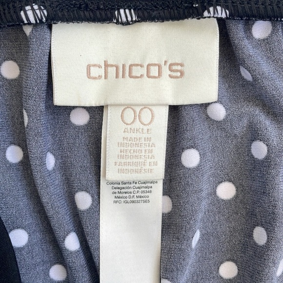 Chico's Black and White Ruched Ankle-Length Polka Dot Pants 00 - Picture 11 of 12